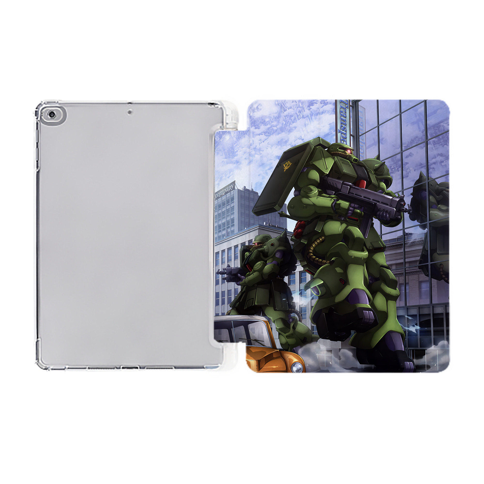 （画像用） 機動戦士ガンダム Mobile Suit Gundam IPad ケース ペン収納付き 三つ折りスタンド PUレザー×シリコン 対応機種9.5/10.5/10.9インチ